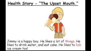 Health Story  quotThe Upset Mouthquot ESL Grade 2 English Story [upl. by Eesdnyl]