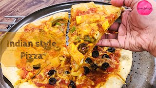 Indian Style Pizza  Home made Pizza from Scratch  How to make Pizza  Aroma Cooking Aachi Samayal [upl. by Onida471]