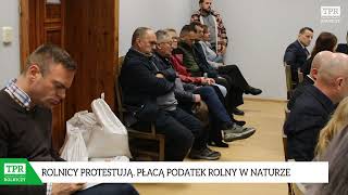 Protest rolników w Żaganiu Płacą podatek rolny żytem [upl. by Netsruk]