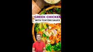 BEST Greek Chicken Recipe with Tzatziki Sauce  Healthy Greek Chicken Salad Bowl  50gms Protein [upl. by Atirec]