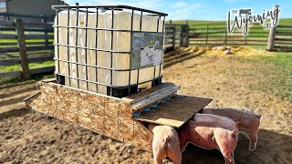 Make a Pig Feeder from an IBC Tote and Waterer from PVC [upl. by Eellek255]