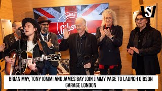 Brian May Tony Iommi and James Bay join Jimmy Page to launch Gibson Garage London [upl. by Dorehs]