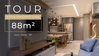 TOUR EM APARTAMENTO DE 88m² COM DECORAÇÃO INSPIRADORA [upl. by Zina93]