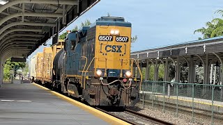 Railfanning Tri Rail at Pompano Beach featuring the CSX Freight train local 11224 [upl. by Doowrehs90]