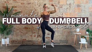 35 Minute One Dumbbell Full Body Workout  One DB Only  Strength  Power  Endurance  Low Impact [upl. by Alvy]