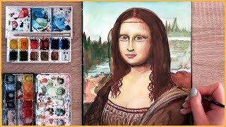 Painting the Mona Lisa by Leonardo da Vinci with Watercolors Art Journal Thursday Ep 16 [upl. by Norrej]