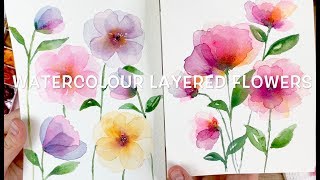 Layered Watercolour Flowers [upl. by Airdnua]