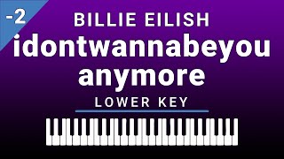 idontwannabeyouanymore Lower Key Piano Karaoke Billie Eilish [upl. by Yregram]