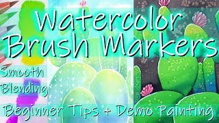 Watercolor Brush Pen Marker Tutorial Tips for Beginners Smooth Blending Effects Art Painting [upl. by Alyekahs152]