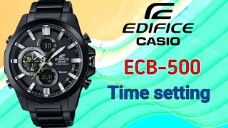 How to set time on Casio Edifice ECB500  Module 5427 [upl. by Laehctim]