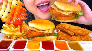 ASMR CHICKFILA CHICKEN TENDERS SPICY DELUXE and WAFFLE FRIES MUKBANG Eating Show  ASMR Phan [upl. by Monsour]