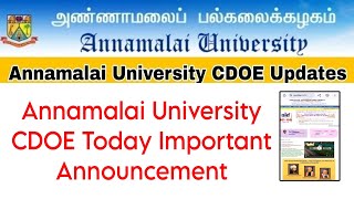 Annamalai University Distance Education Today Important Update👍 [upl. by Anegroeg]