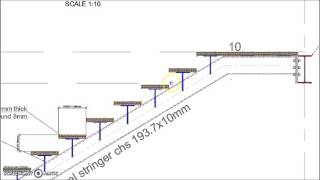 Single CHS Stringer Straight Single Flight Steel Staircase Detail [upl. by Layton]