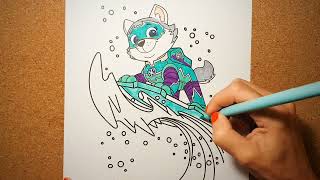 AniaKoloruje Dla Maluchów  How to color PAW PATROL  MIGHTY PUPS  EVEREST Jak pokolorować PSI [upl. by Vi997]