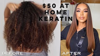 How to Use KERATIN TREATMENT at home to straighten natural hair [upl. by Annalise]