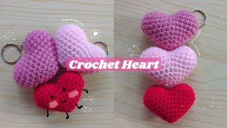 How to Crochet a Heart  Keychain  Tutorial  Valentines gift [upl. by Airdnala]