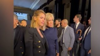 Brigitte Macron et Tiphaine Auzière complices  sortie mèrefille au défilé Balmain [upl. by Ayekam844]