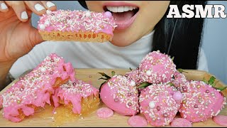 ASMR HONEYCOMB  STRAWBERRY COVERED PINK CHOCOLATE EATING SOUNDS NO TALKING  SASASMR [upl. by Harhay]