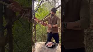 Cag kebabi yapimi nature outdoorcooking meat woodsman Cagkebabi shorts Virat [upl. by Riella]