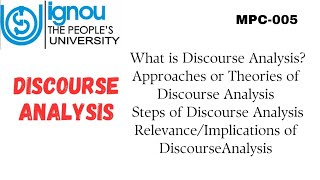 Discourse Analysis In Research MPC005 [upl. by Devaney]