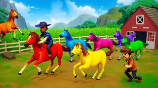 Color Horses Theft Magical Horses Stolen from the Farm  Epic Farm Heist Adventure  Funny Animals [upl. by Learsiy]