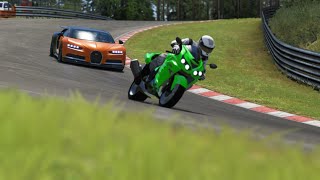 Kawasaki Ninja ZX14R vs Bugatti Sports at Nordschleife [upl. by Sidney]