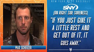 Max Scherzer comments on next start being pushed back to Wednesday with right side soreness  SNY [upl. by Bernadette]