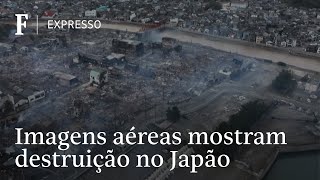 Imagens aéreas mostram destruição causada por terremoto no Japão [upl. by Allets]