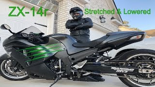 Stretched and Lowered ZX14R First Ride and Review Faster Than the H2 [upl. by Cele]