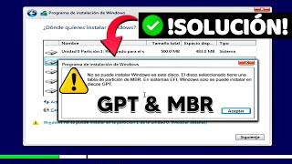 Solución ✅ No se puede instalar Windows en este disco Tiene el estilo de partición GPT [upl. by Ecienahs]