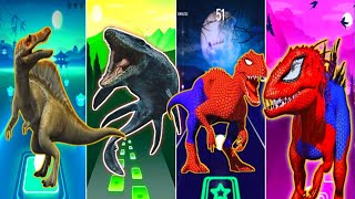 Jurassic world Spinosaurus🆚The Mosasaurus🆚The Indomus Rex🆚The Indoraptor CoffinDance Song TilesHop [upl. by Akeim]