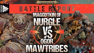 Maggotkin of Nurgle vs Ogor Mawtribes  Age of Sigmar Battle Report [upl. by Netsua126]