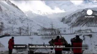 Russian soldiers create avalanche by firing artillery [upl. by Grimes]