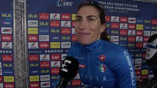 Elisa Balsamo  Interview at the finish  UEC Championships LimbourgFlanders 2024 [upl. by Phionna]