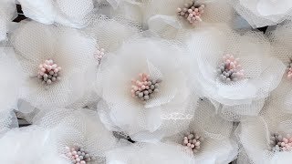 How to Make Organza Fabric Flowers  Tulle Flower Tutorial [upl. by Fanechka852]