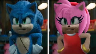 SONIC Movie 2 OLD Design VS NEW Design Compilation AMY TAILS VS KNUCKLES [upl. by Hullda889]