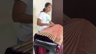 Pre Pleating Tutorial sareedraping sareeboxfolding saree silksaree fluffy onlineclass [upl. by Tullius]