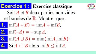 Nombres réel Exercice classique corrigé sur la borne inf et la borne sup [upl. by Jordain425]