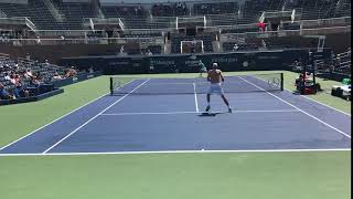 Isner Follows a Ferocious Kick Serve to Net [upl. by Eidna827]