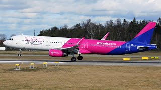 Wizz Air Airbus A321 Landing at Gdansk 4K [upl. by Arikahs]