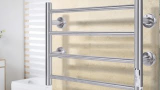 Towel Warmer 4 Bars Wall Mounted Heated Towel Racks for Bathroom Plug in Review Easy install and so [upl. by Ellehsyt]