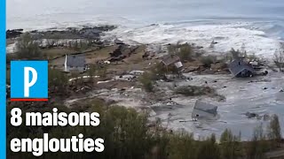 Norvège  un puissant glissement de terrain emporte 8 maisons dans la mer [upl. by Abroms]