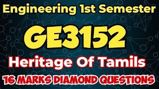 GE3151Heritage of Tamils16marksImportant QuestionsEngineering king [upl. by Immat]