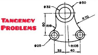 TANGENCY PROBLEMS IN  TECHNICAL DRAWING  ENGINEERING DRAWING [upl. by Llebyram282]