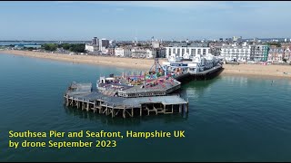 BRITISH AERIAL VIEWS  SOUTH PARADE PIER AND SOUTHSEA SEAFRONT Hampshire UK 4K [upl. by Nalyak]