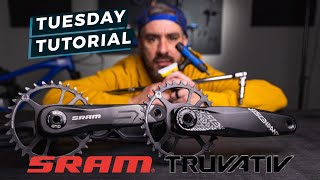 Removing a SRAM SX Crankset and Installing a TRUVATIV DESCENDANT  TUESDAY TUTORIAL [upl. by Adiahs22]