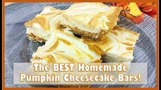 The BEST Homemade Pumpkin Cheesecake Bars [upl. by Angelina]