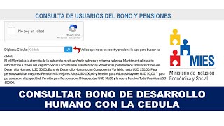 Consultar Bono de Desarrollo Humano por numero de Cédula [upl. by Eronel964]