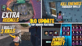 30 Update Top Hidden Features  3 Extra Recalls  New Super Powers  1 Bullet 3 Kills  Pubg Mobile [upl. by Asilrak384]