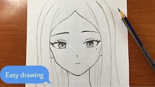 Easy anime drawing  how to draw anime girl easy stepbystep [upl. by Artenal]